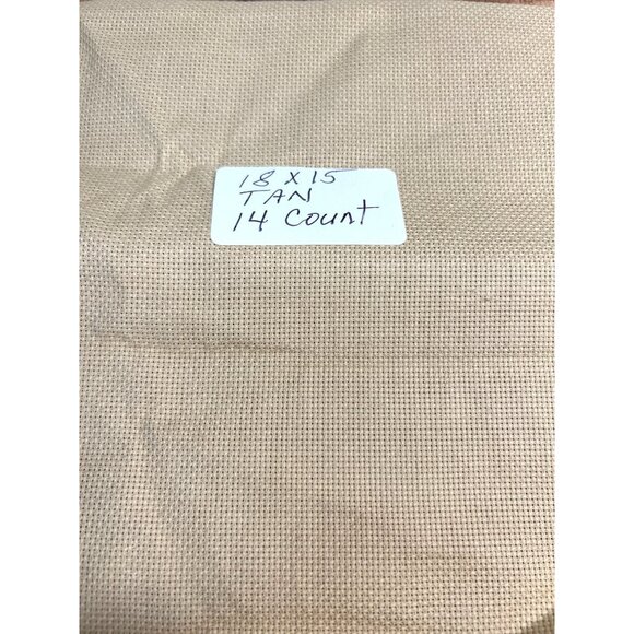Tan 14 Count Aida Cloth Fabric 18" X 15" Pre-Cut Cross Stitch Needlework Materia - Picture 1 of 2